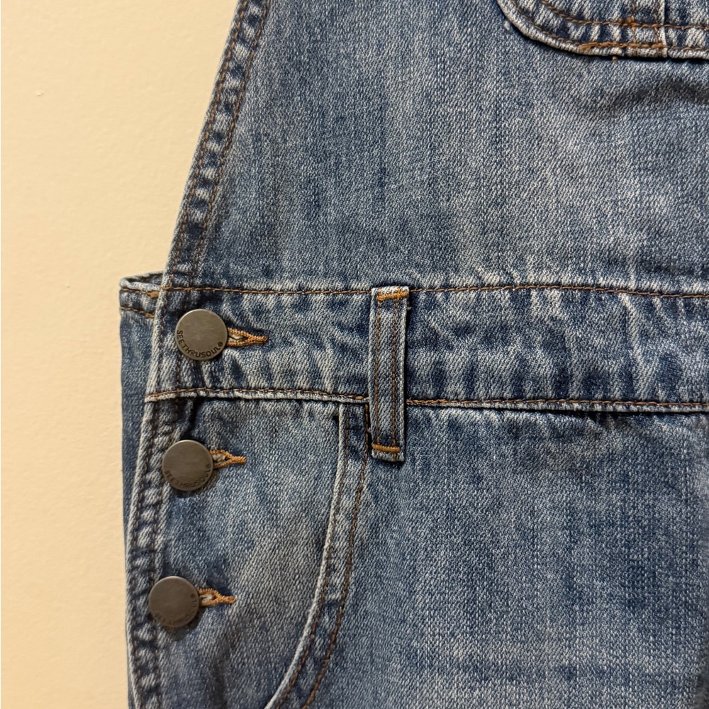 See Thru Soul Blue Denim Overall Shorts - Picture 5 of 7